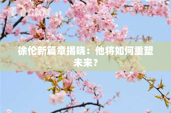 徐伦新篇章揭晓：他将如何重塑未来？