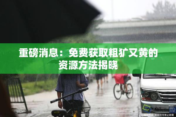 重磅消息：免费获取粗犷又黄的资源方法揭晓