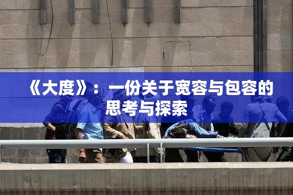 《大度》：一份关于宽容与包容的思考与探索