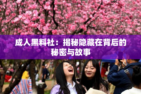 成人黑料社：揭秘隐藏在背后的秘密与故事