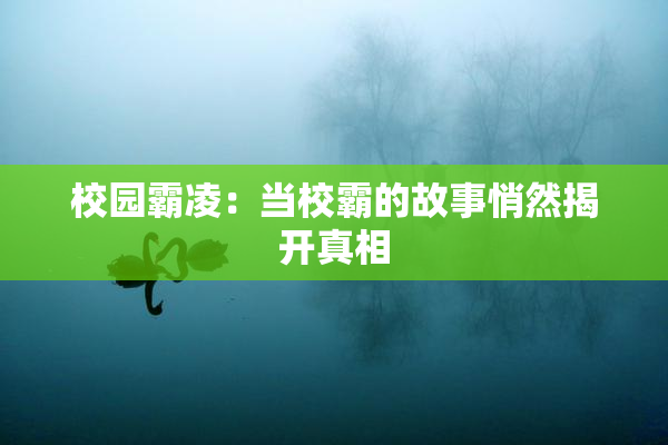 校园霸凌：当校霸的故事悄然揭开真相