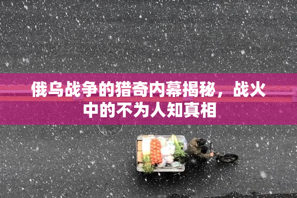 俄乌战争的猎奇内幕揭秘，战火中的不为人知真相