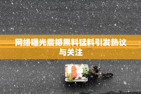 网络曝光震撼黑料猛料引发热议与关注