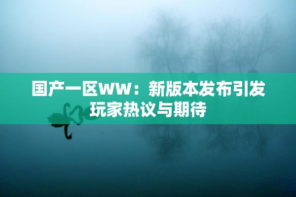 国产一区WW：新版本发布引发玩家热议与期待